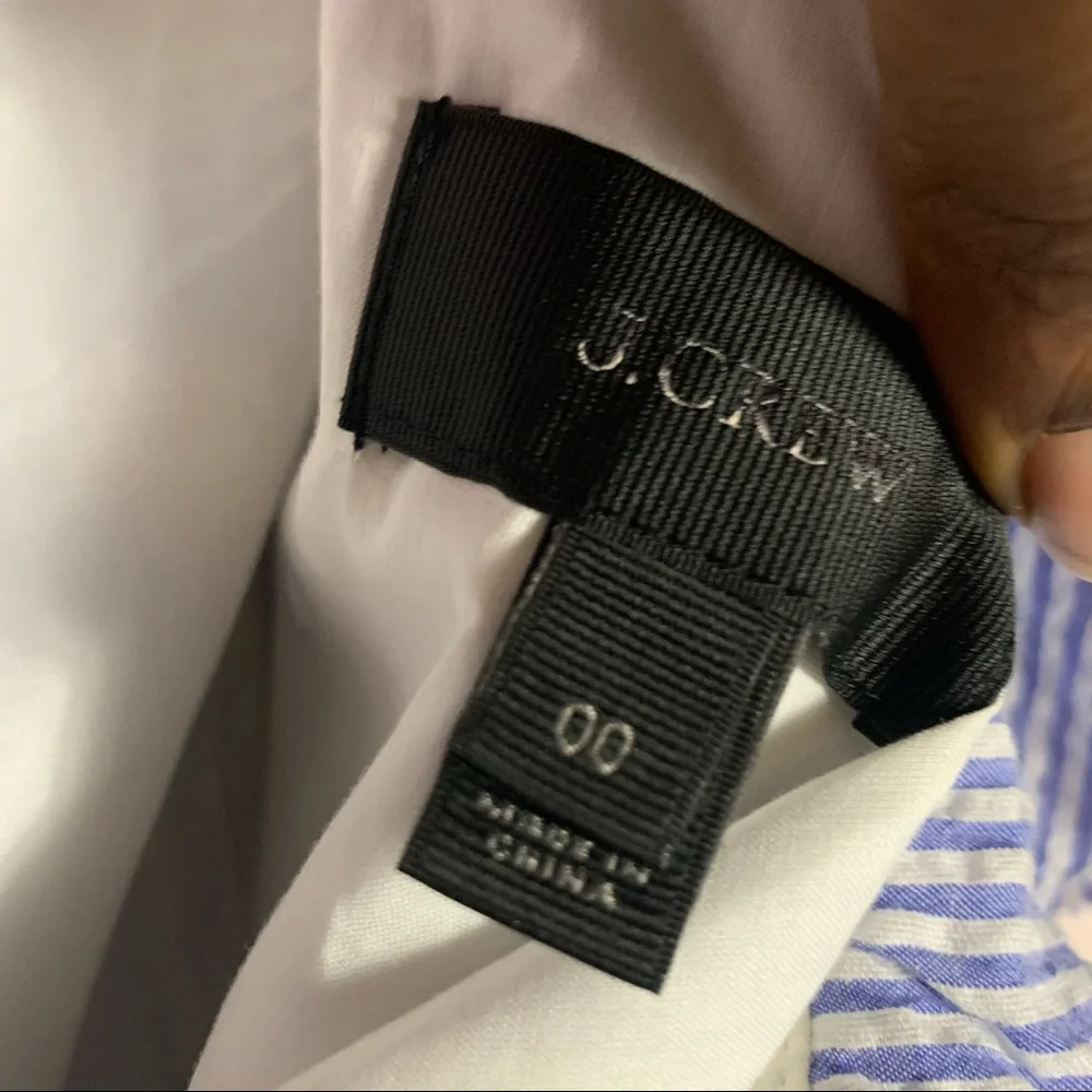 J.Crew Black Label Blue White Striped One Shoukder‎ Size 00
